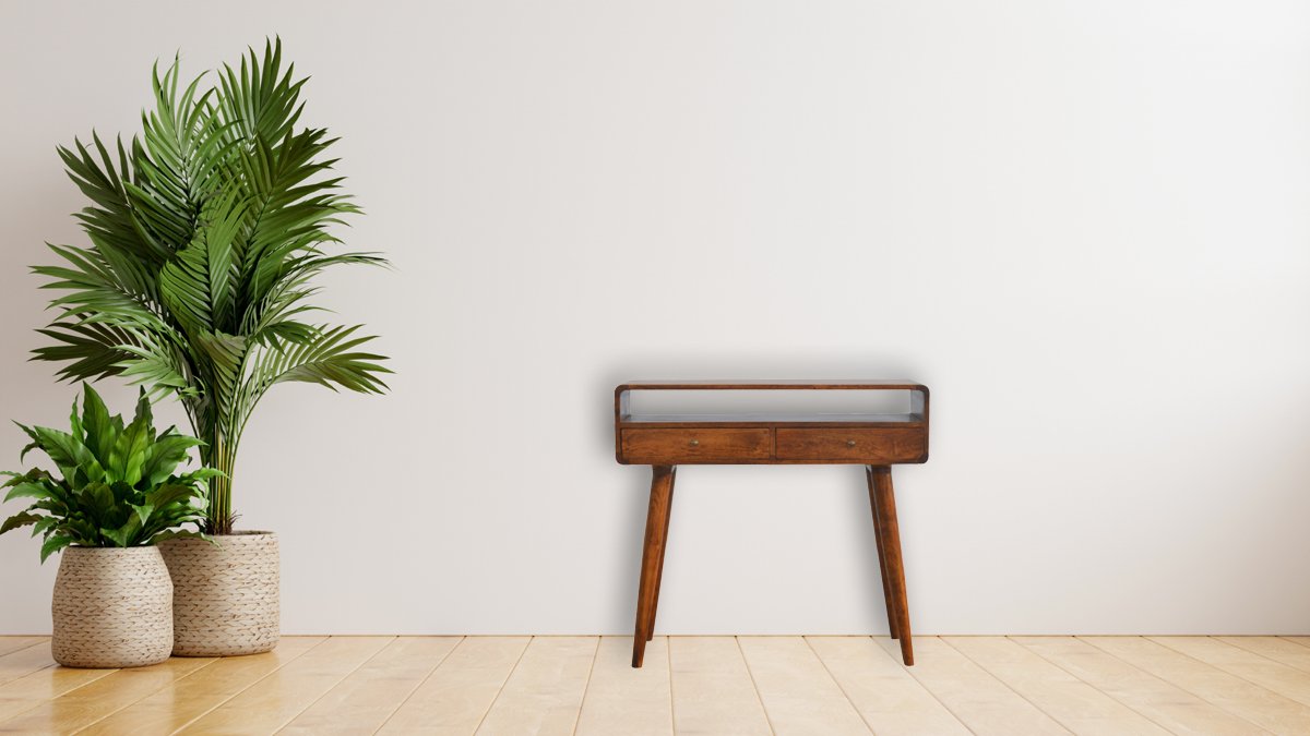 Curved Chestnut Console Table