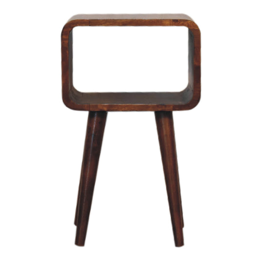 Mini Chestnut Curved Open Bedside