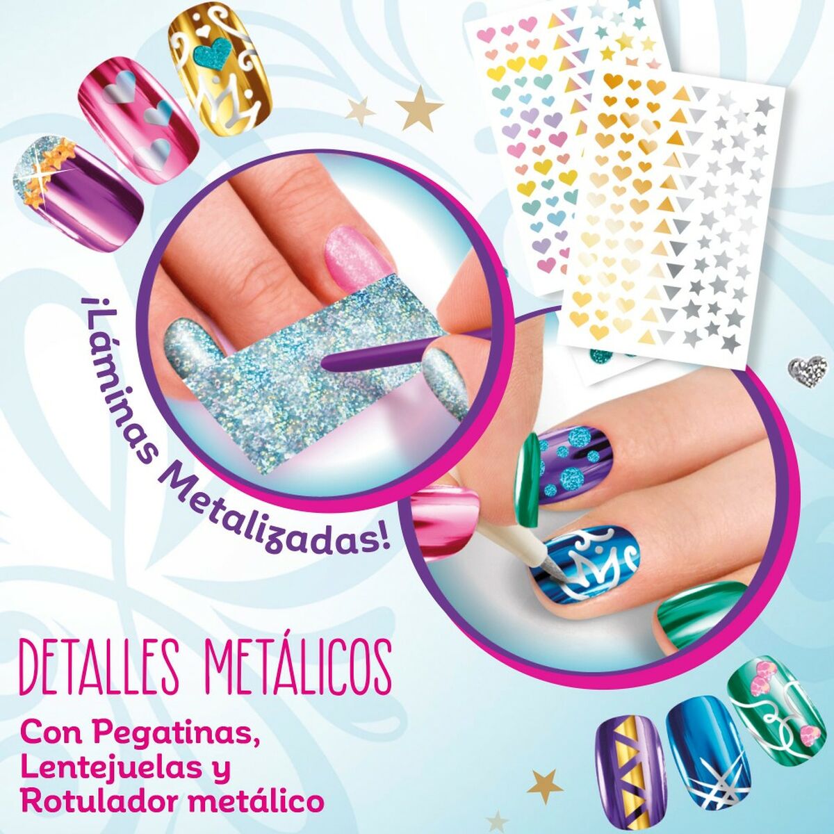 Beauty Kit Cra-Z-Art 1,5 x 4,5 x 1,5 cm Παιδικά μεταλλικά Rainbow Nails 4 τεμάχια